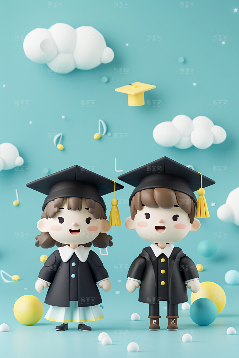 3D毕业生高清学生模型