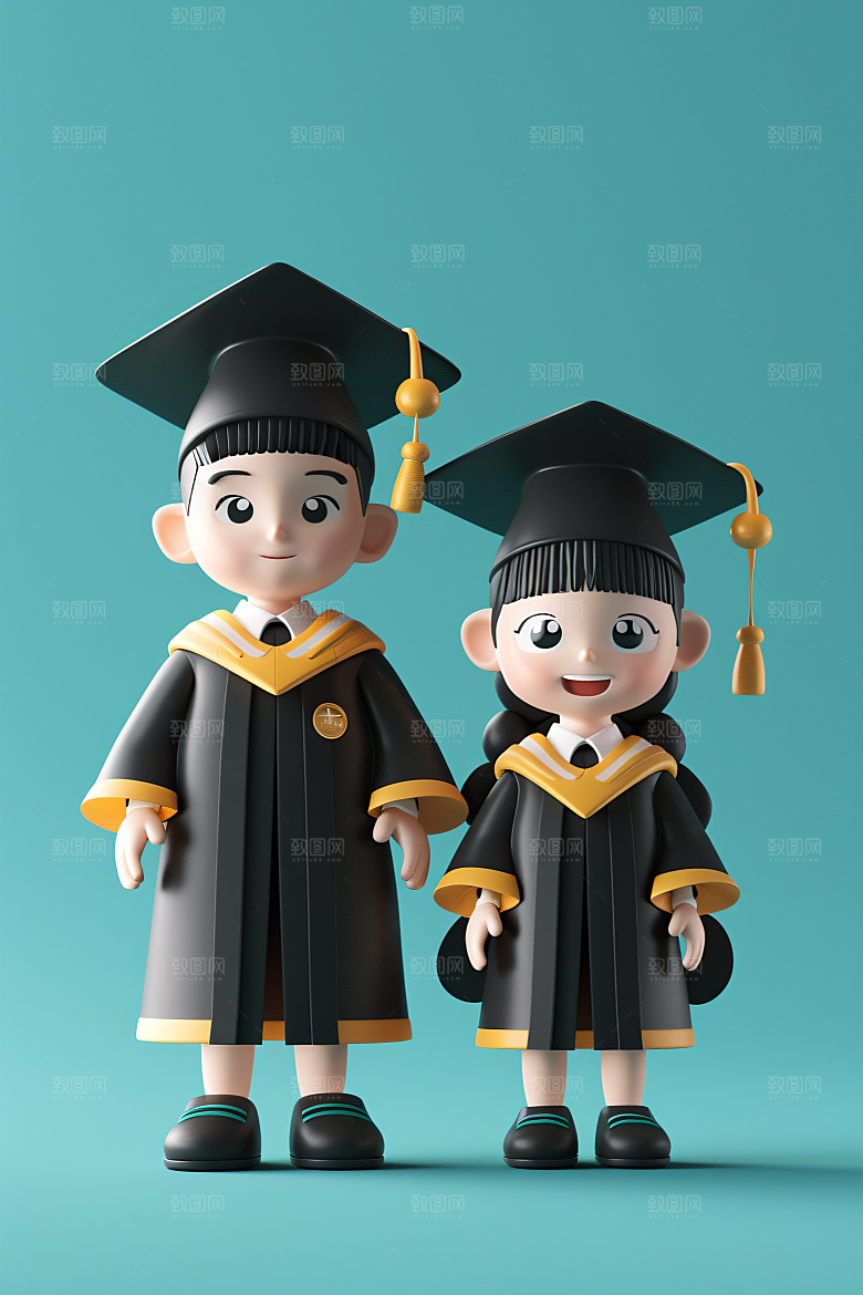 3D毕业生粘土人学生模型