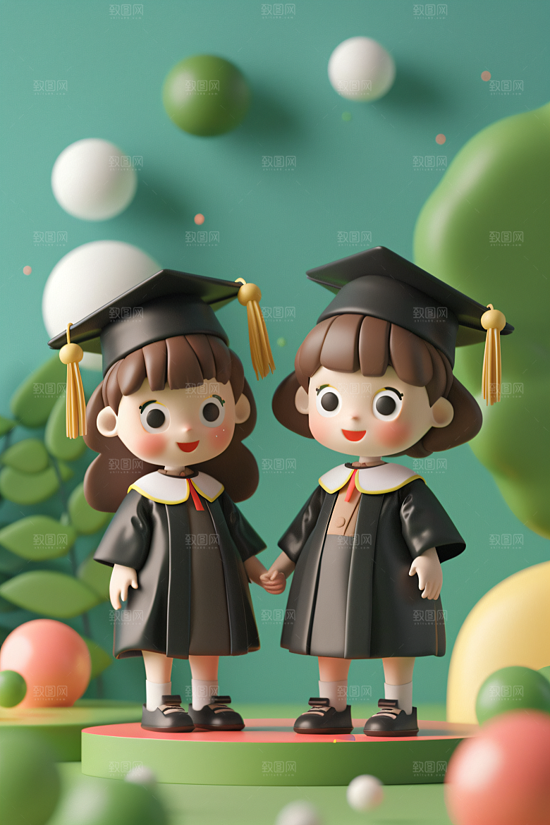 3D毕业生学生纯色背景模型