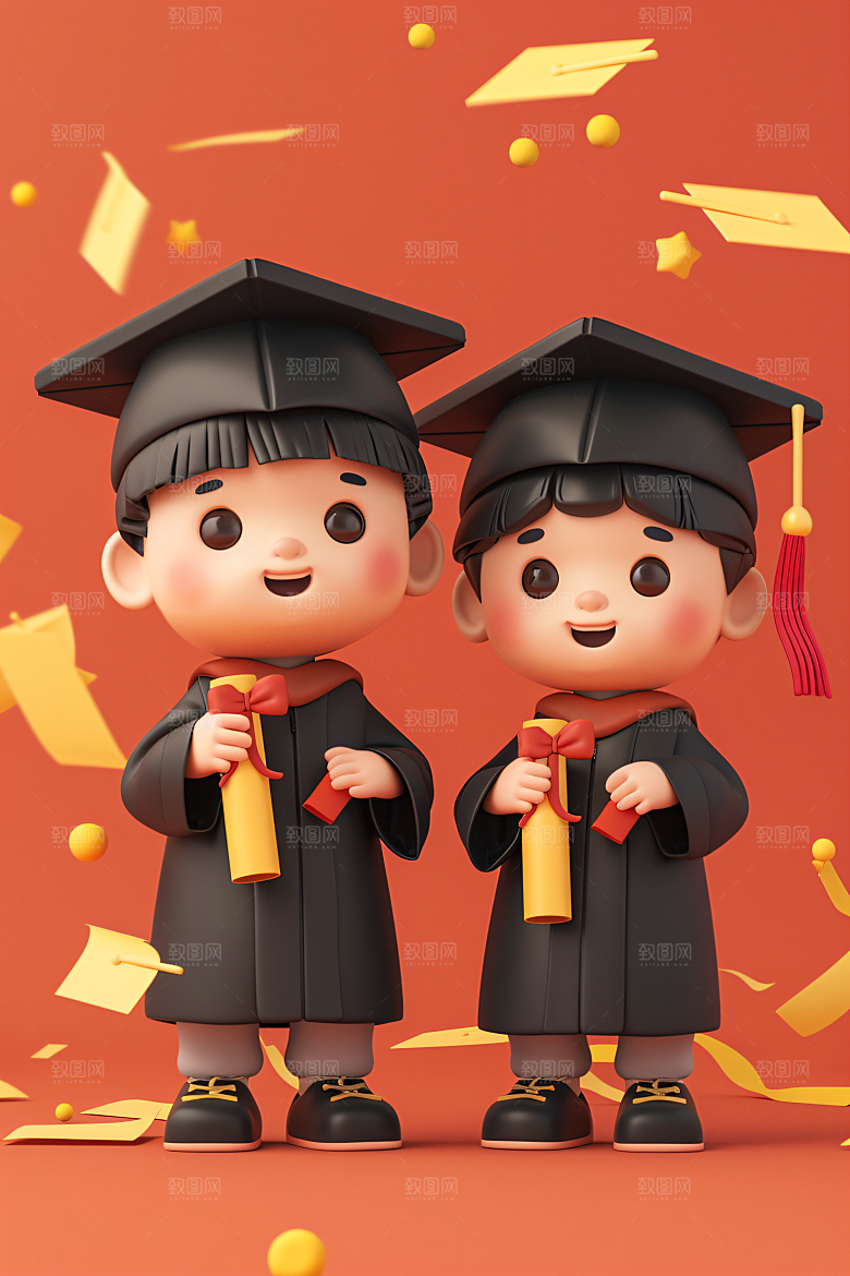 3D毕业生学生肖像模型