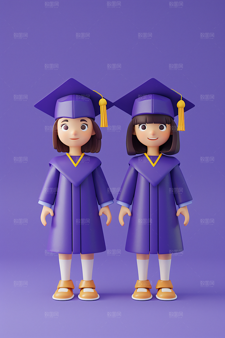 3D毕业生高清学生模型