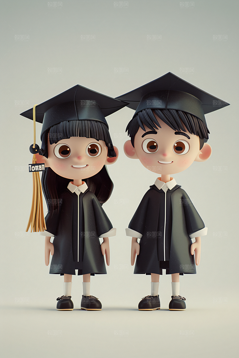 3D毕业生卡通立体模型