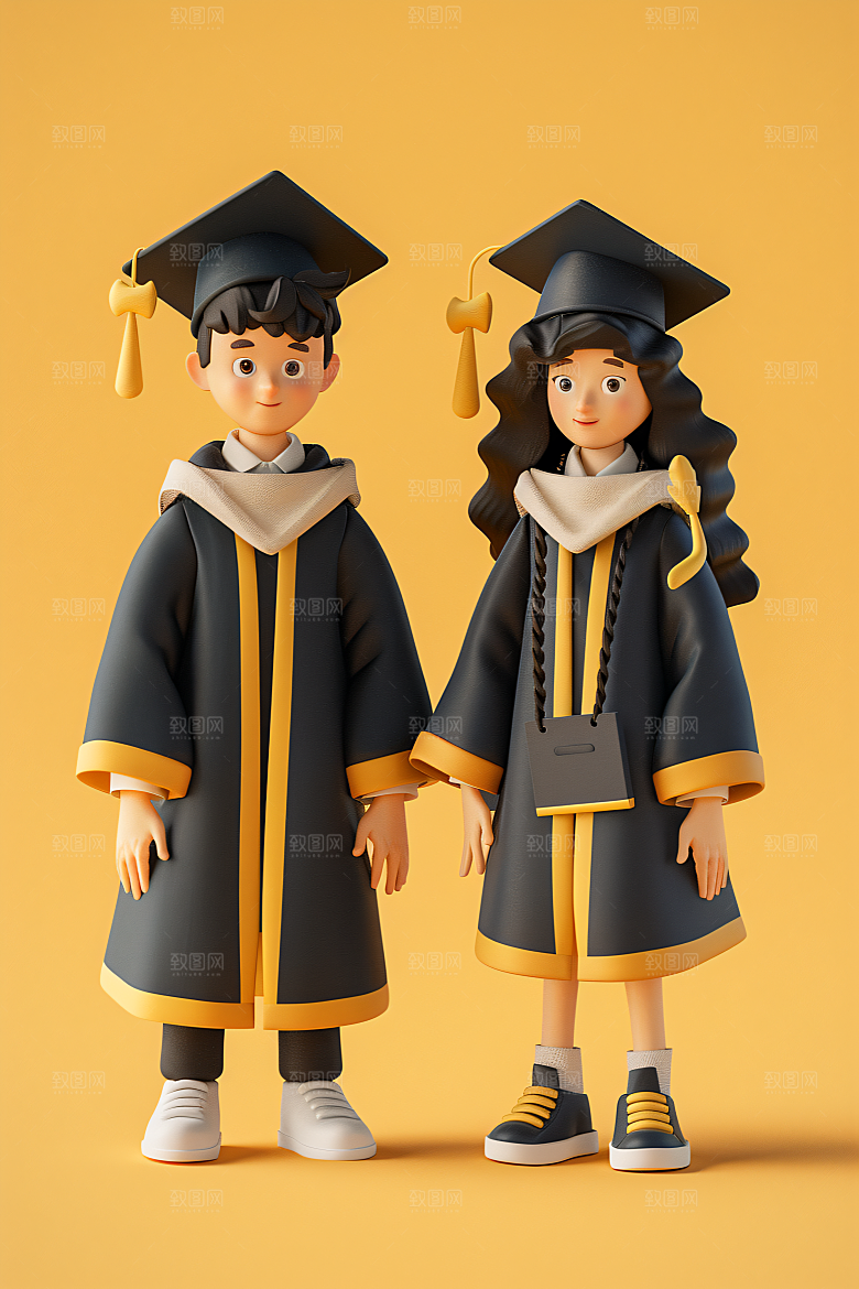 3D毕业生学生全身照模型