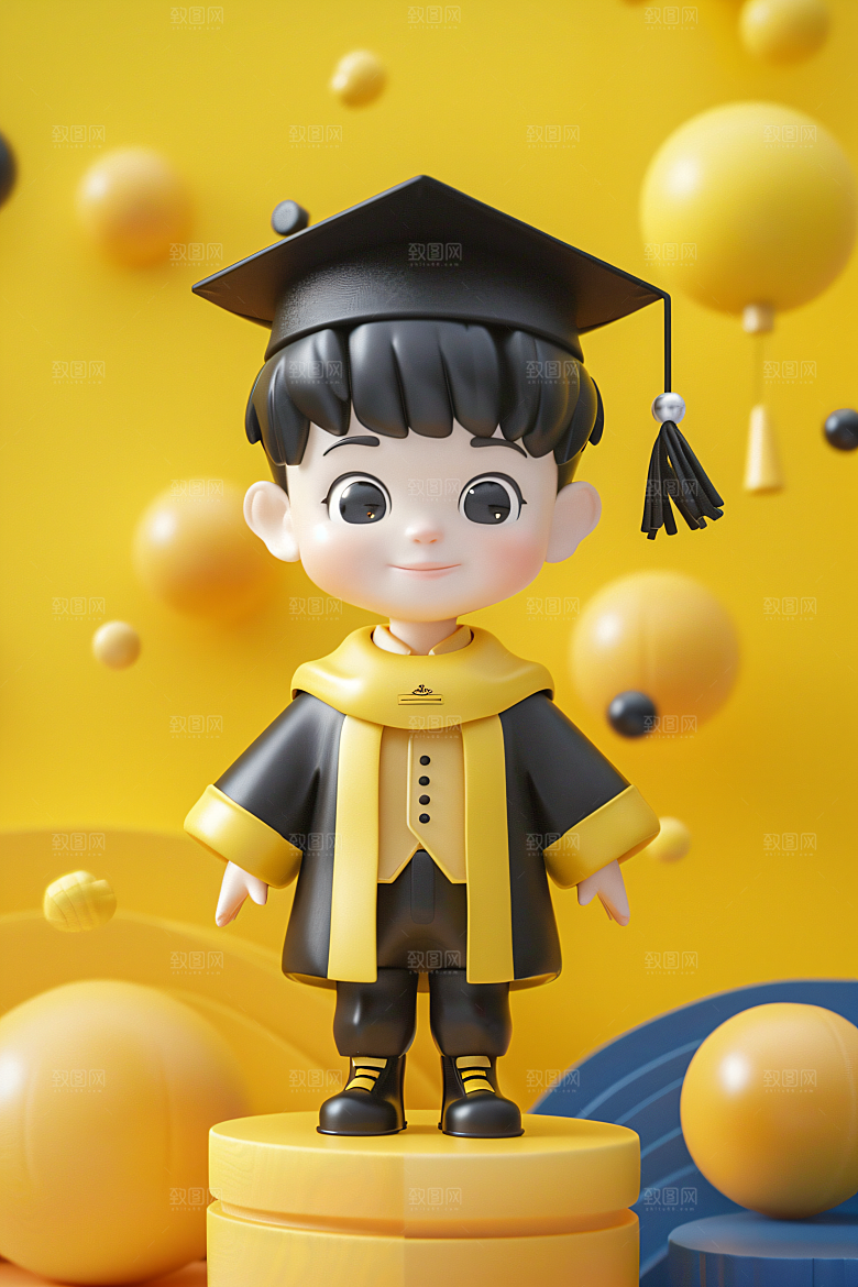 3D毕业生肖像学生模型