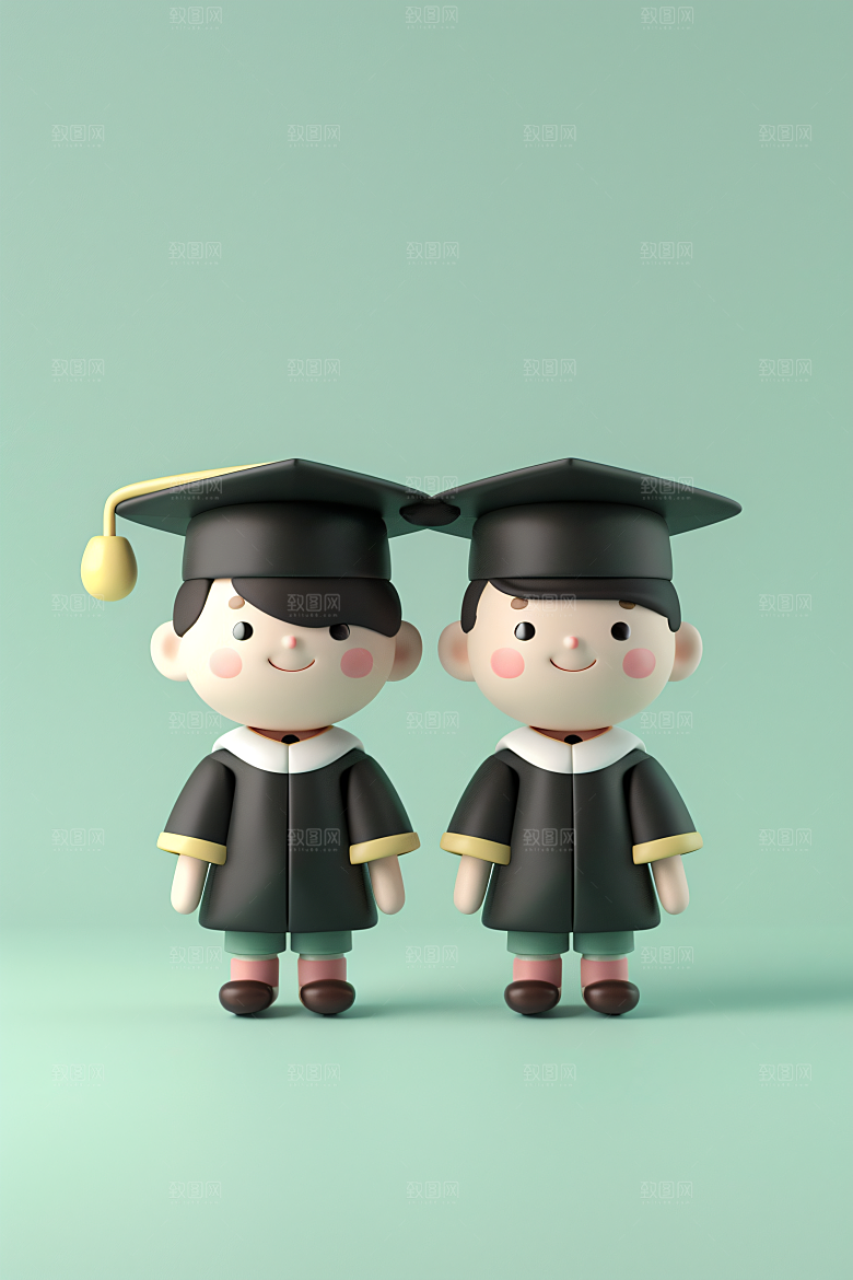 3D毕业生学生人物模型