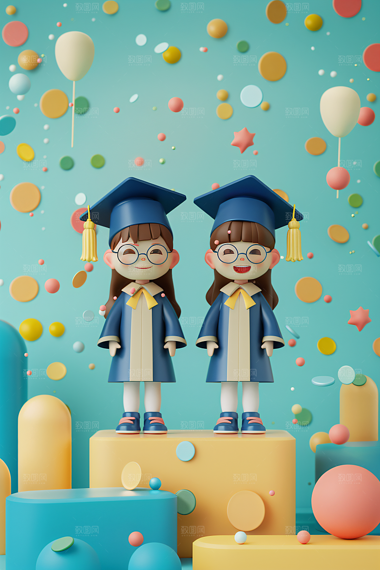 3D毕业生纯色背景C4D模型