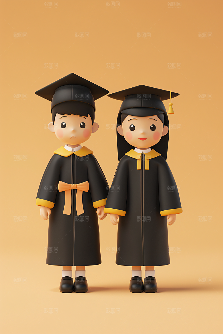 3D毕业生学生全身照模型