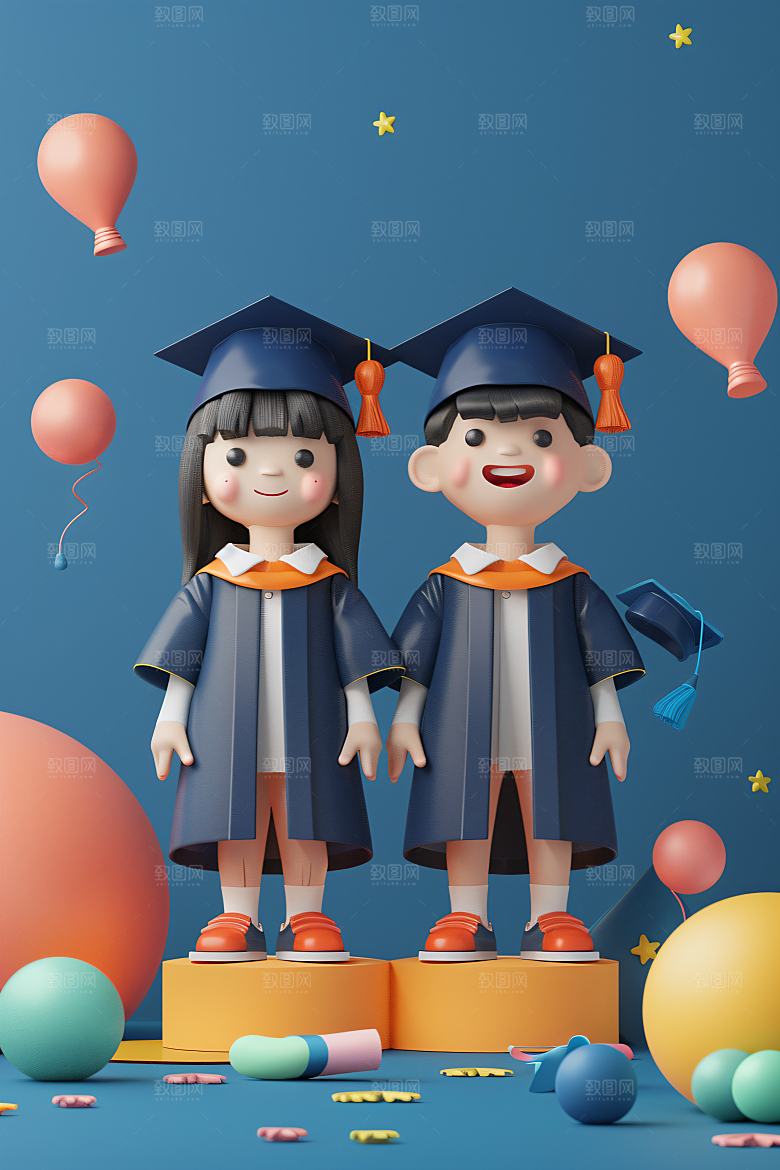 3D毕业生形象人物模型