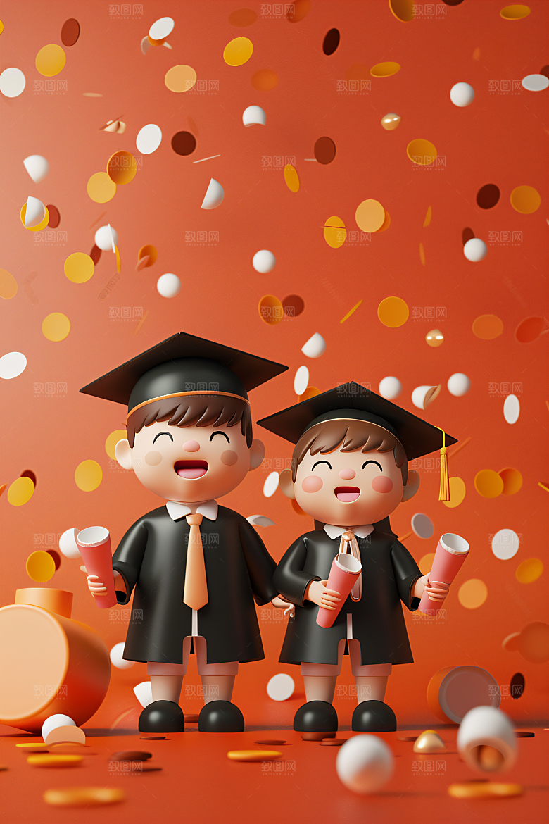 3D毕业生学生纯色背景模型