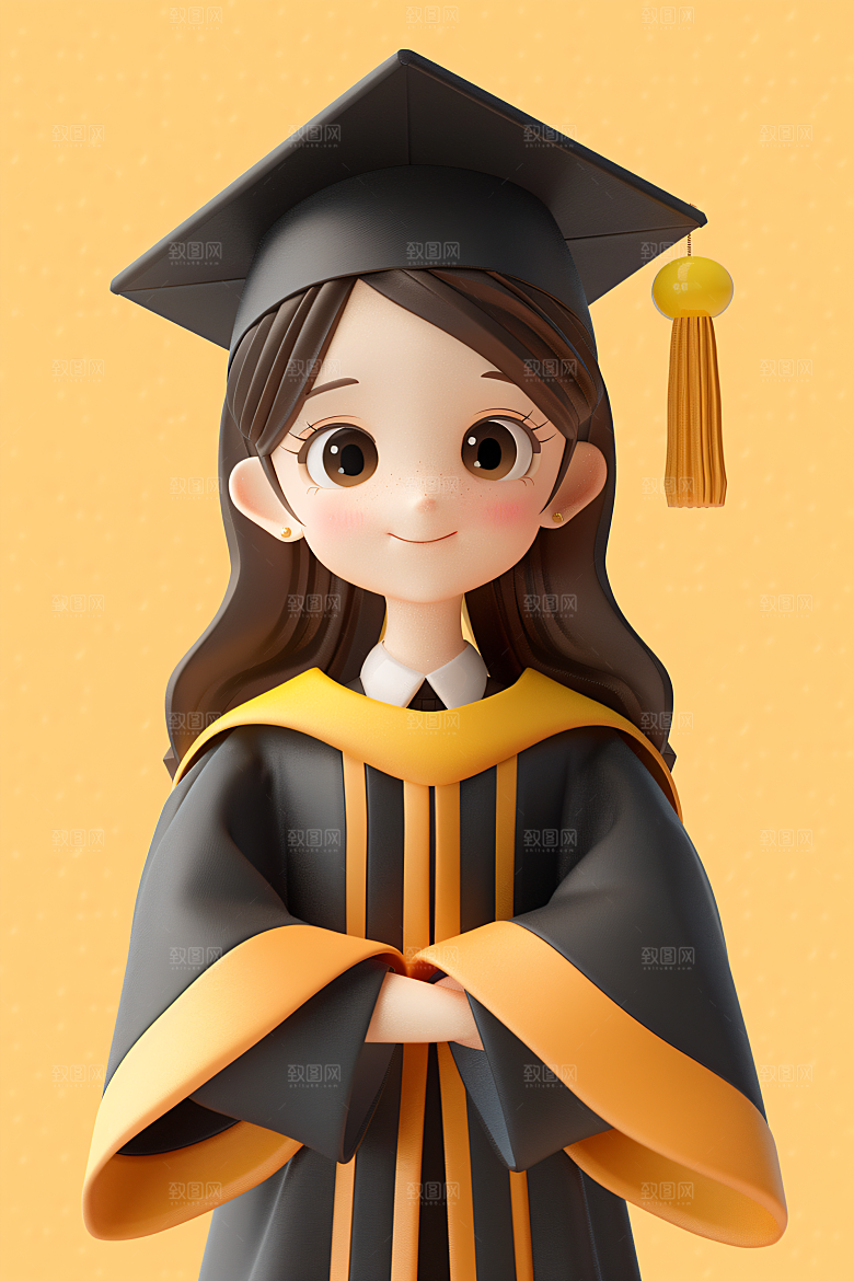 3D毕业生毕业季粘土人模型