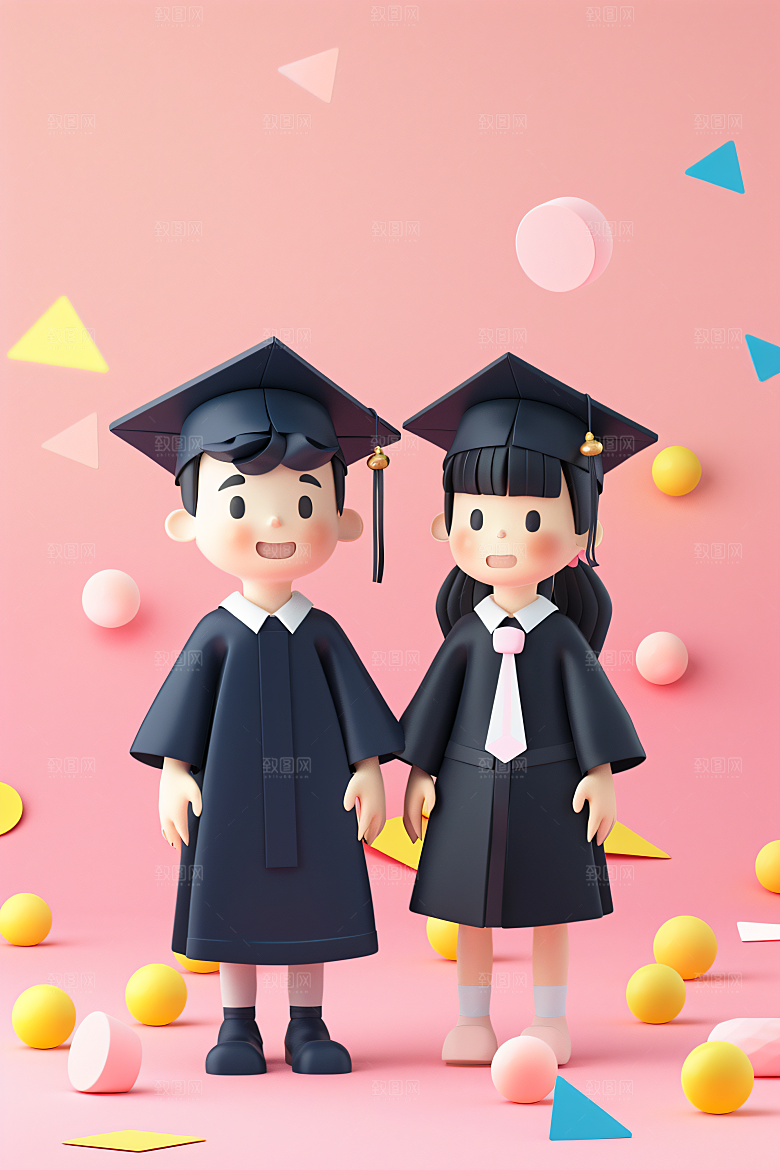 3D毕业生肖像粘土人模型