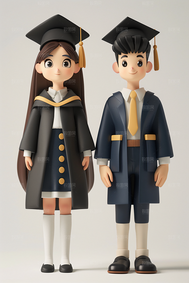 3D毕业生全身照高清模型