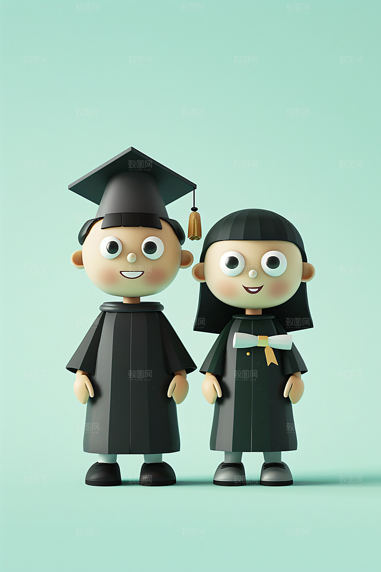 3D毕业生高清学生模型