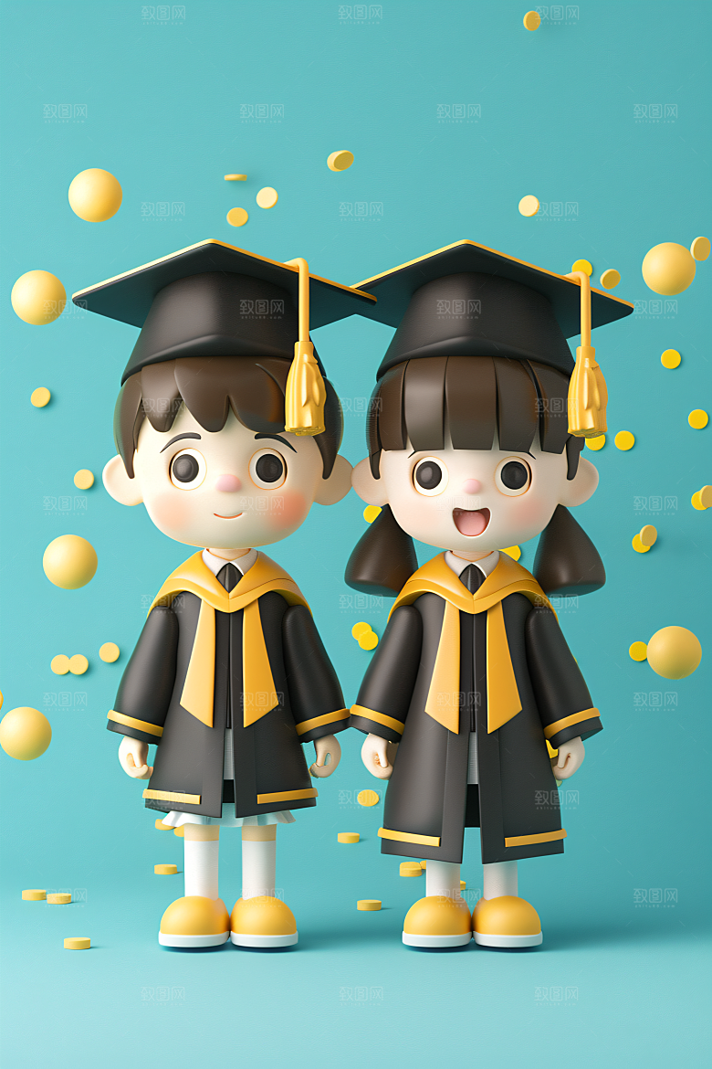 3D毕业生粘土人肖像模型