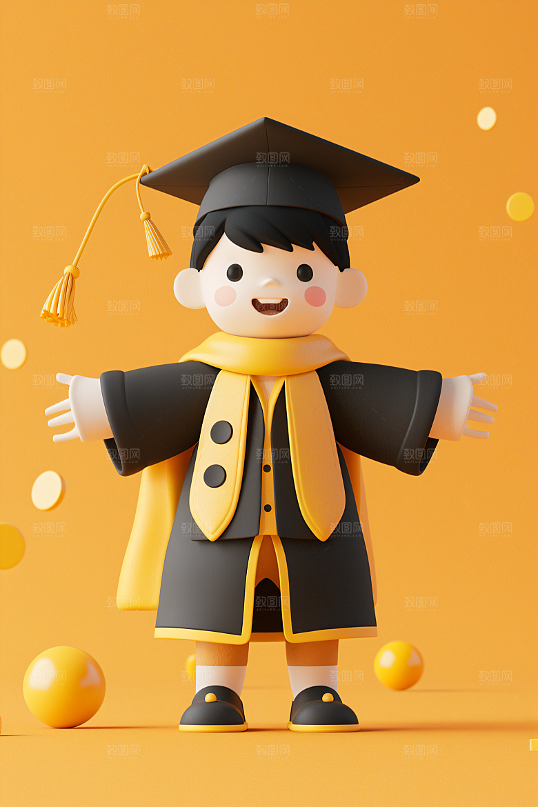3D毕业生肖像粘土人模型