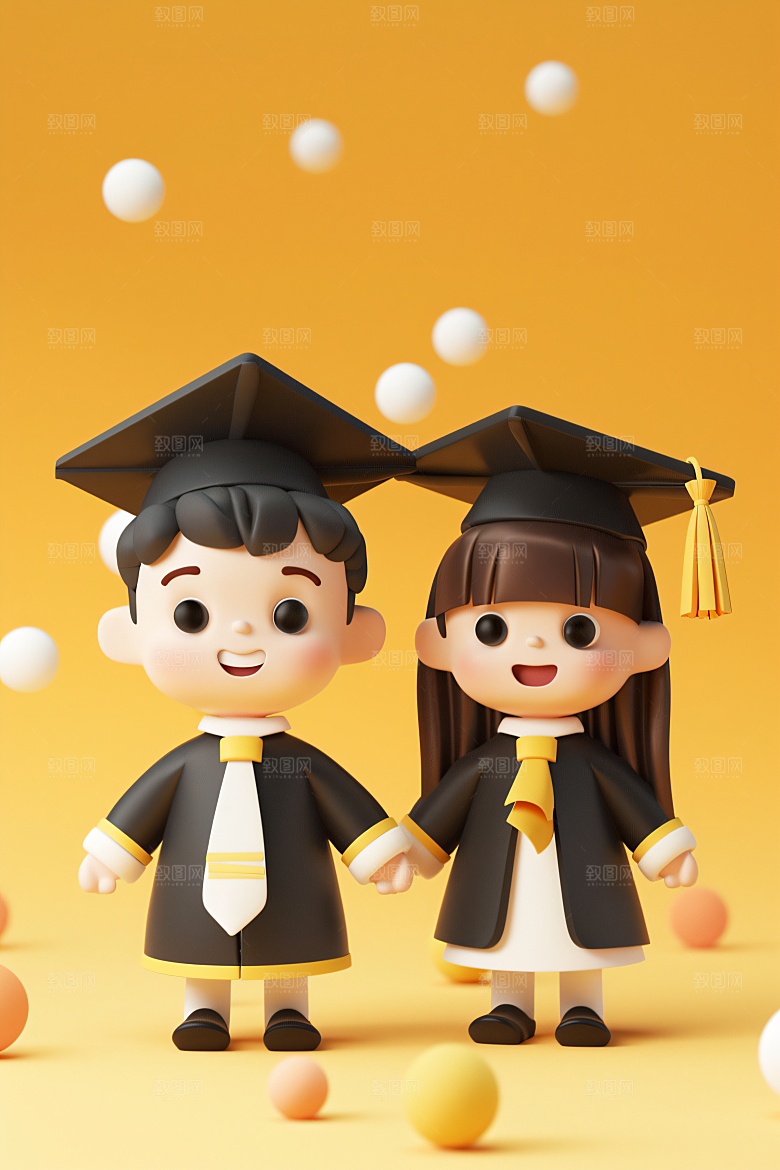 3D毕业生高清学生模型