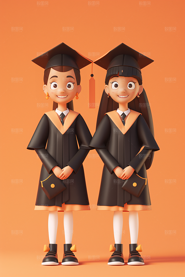 3D毕业生学生纯色背景模型