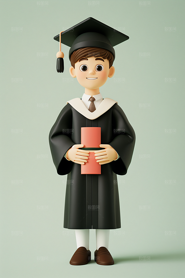 3D毕业生学生纯色背景模型