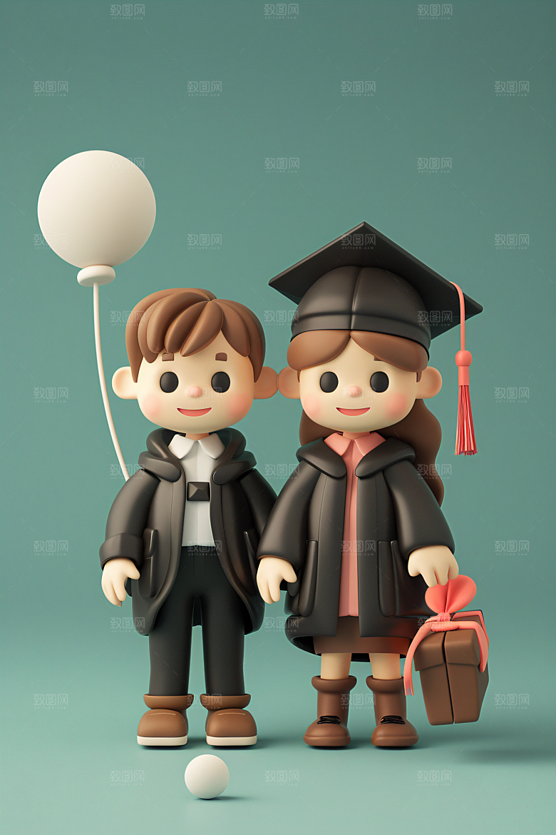 3D毕业生粘土人学生模型