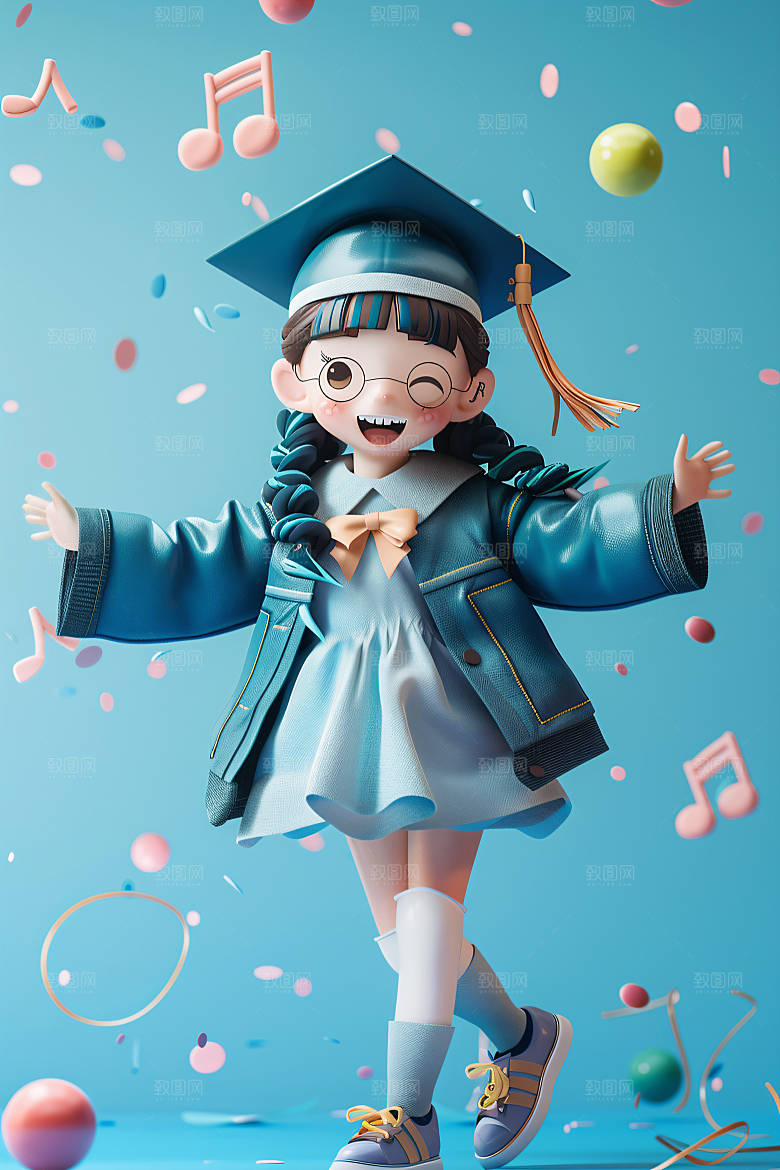 3D毕业生卡通立体模型