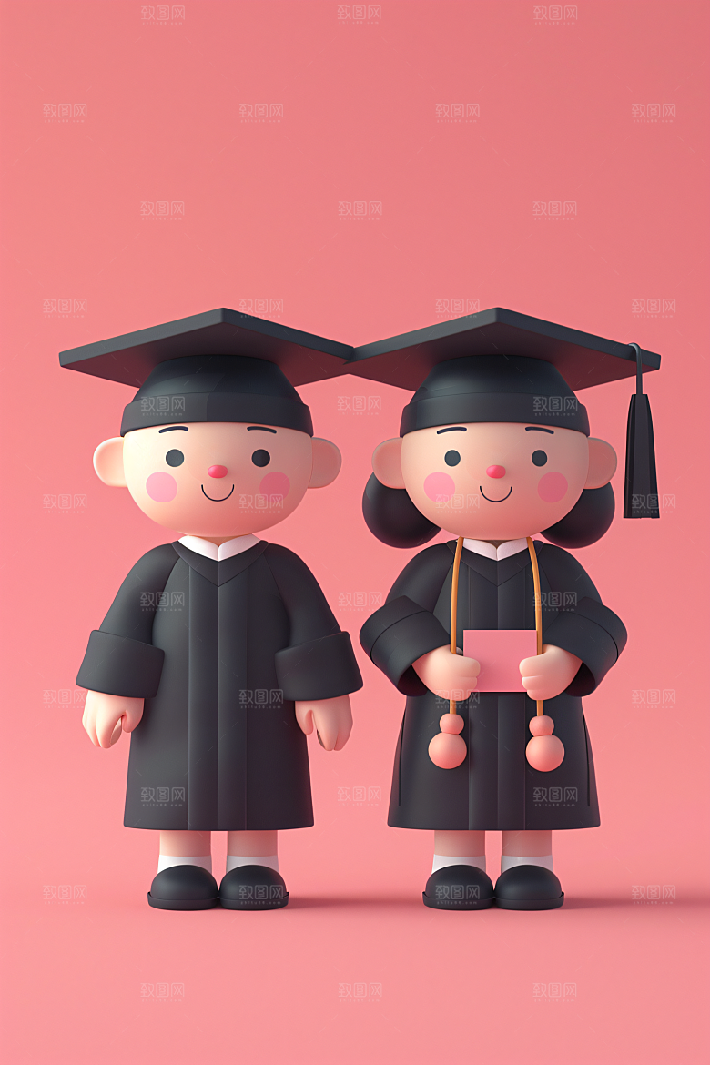 3D毕业生C4D纯色背景模型