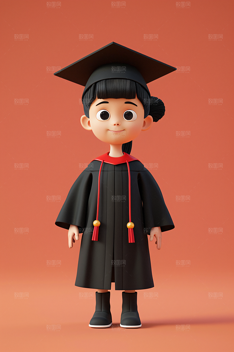 3D毕业生高清学生模型