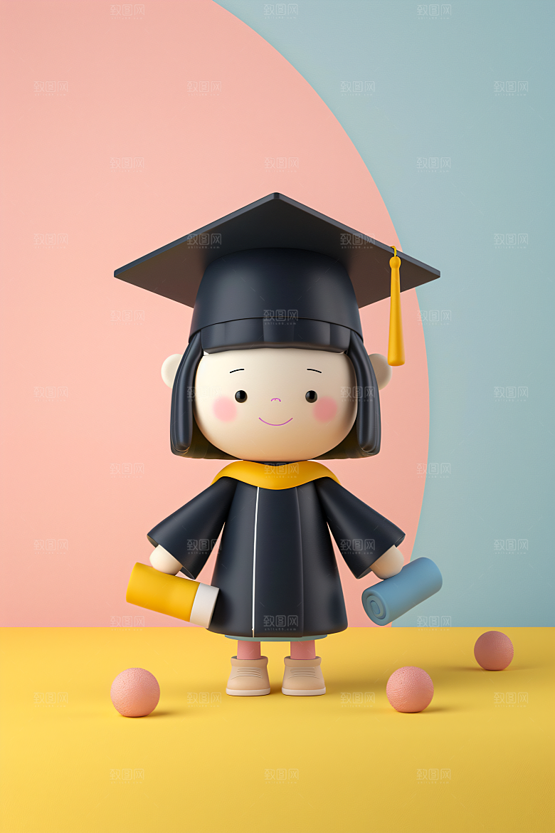 3D毕业生立体学生模型