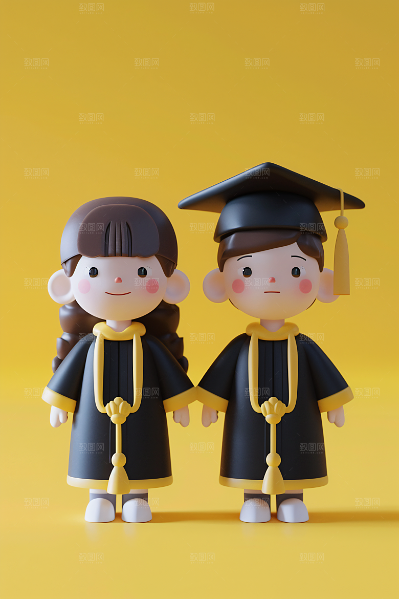 3D毕业生粘土人人物模型