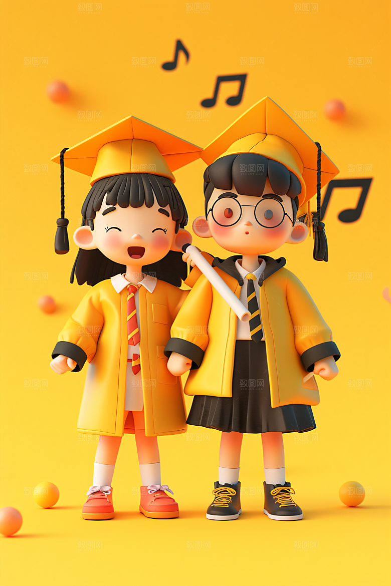 3D毕业生学生粘土人模型