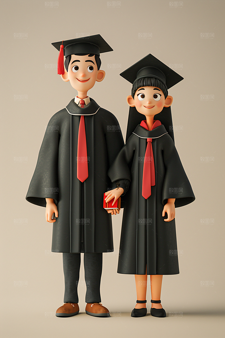 3D毕业生粘土人全身照模型