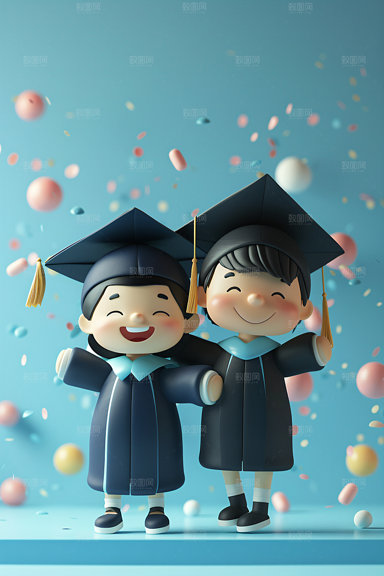3D毕业生肖像学生模型