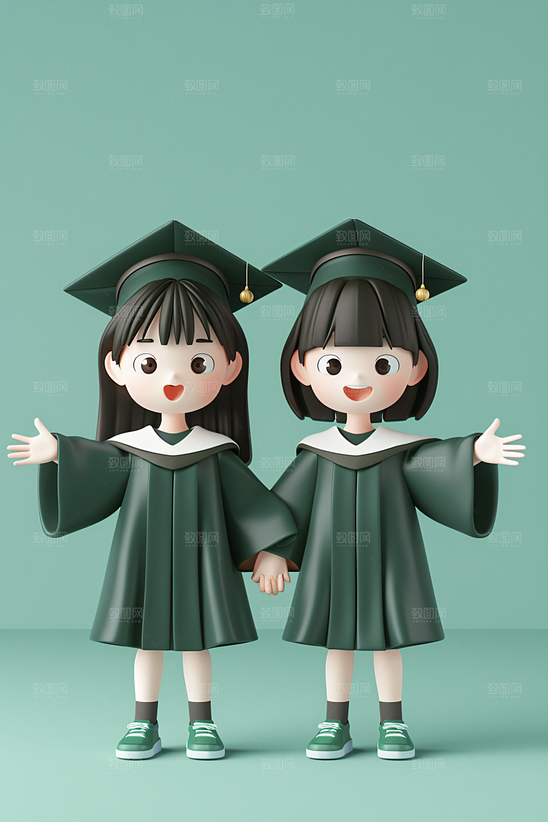 3D毕业生C4D纯色背景模型