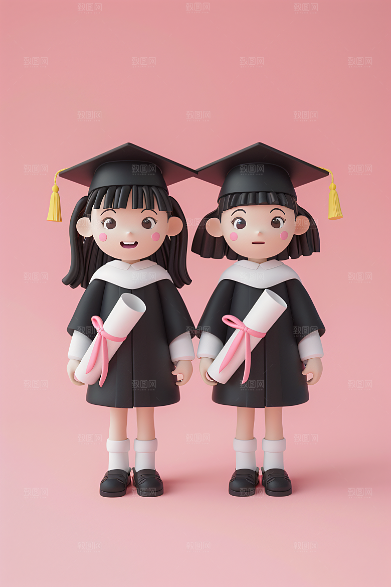 3D毕业生卡通全身照模型
