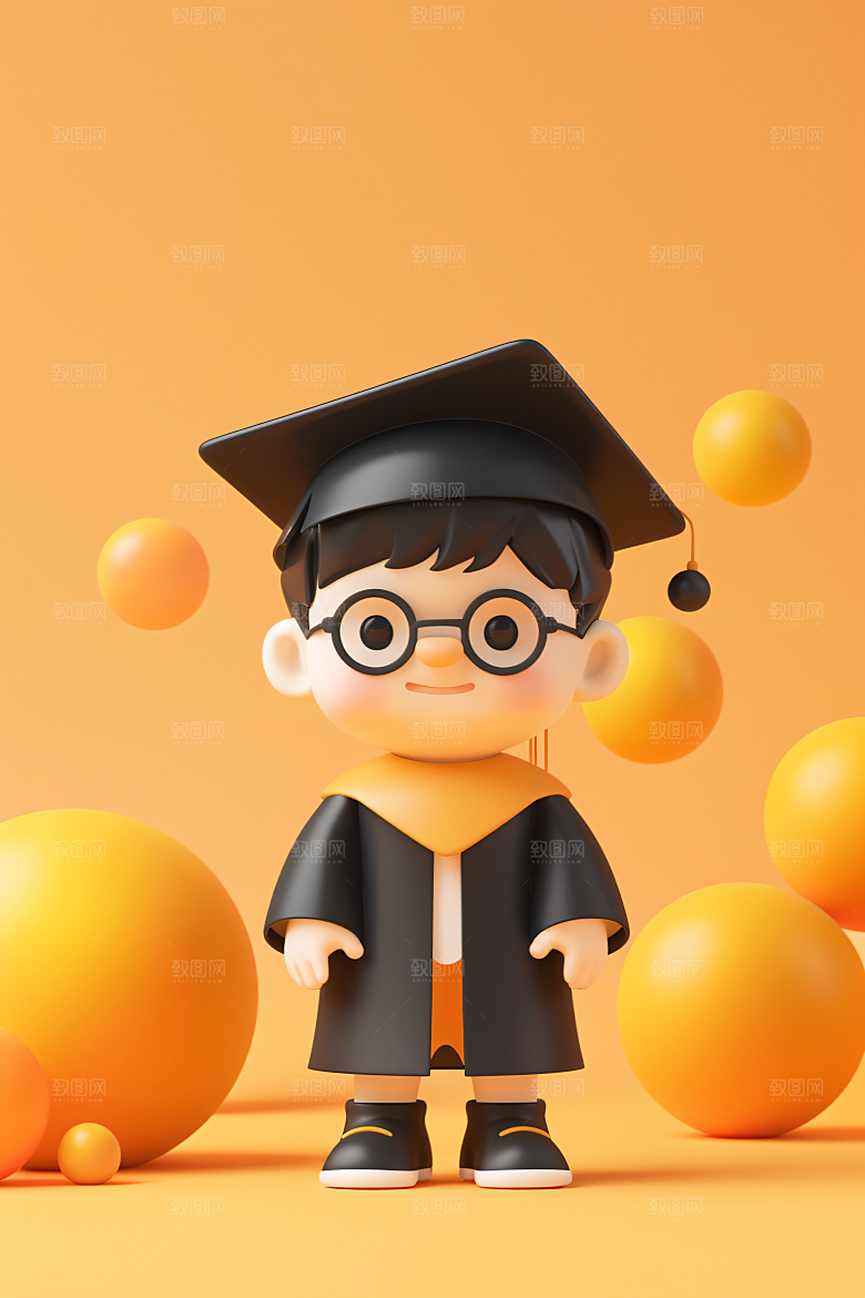 3D毕业生全身照高清模型