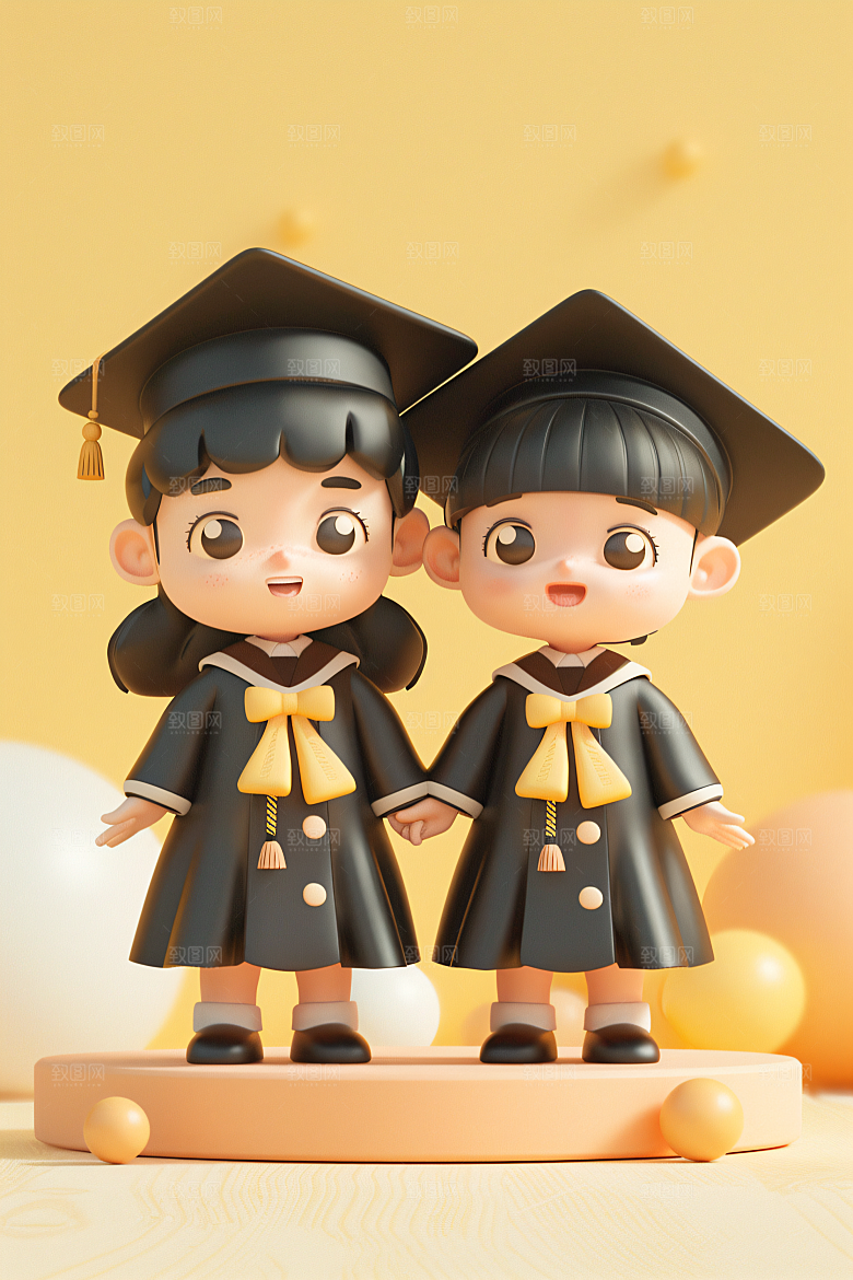 3D毕业生学生人物模型