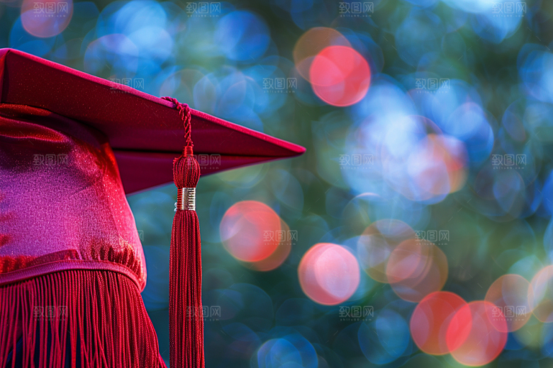 毕业季学士服学校摄影图