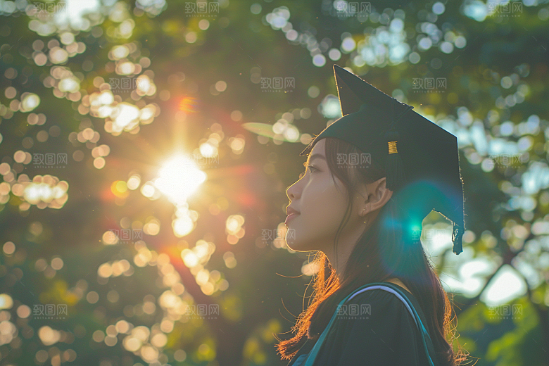 毕业季学士帽自然摄影图