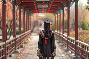 毕业证书阔别校园学生摄影图