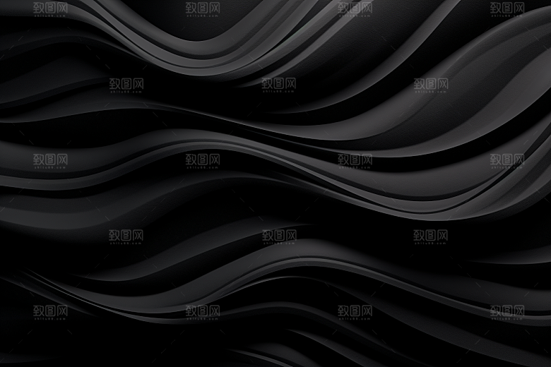 黑色波浪质感抽象背景图