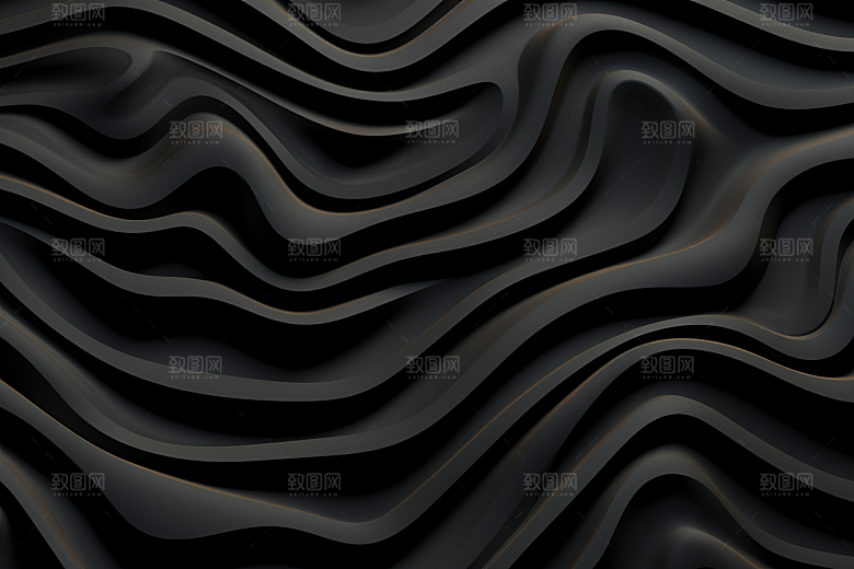黑色波浪简约丝滑背景图