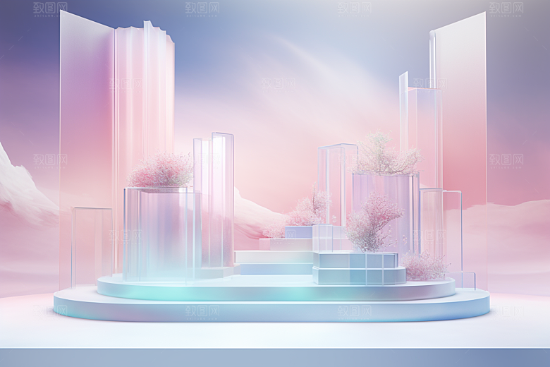 玻璃质感清新肌理背景