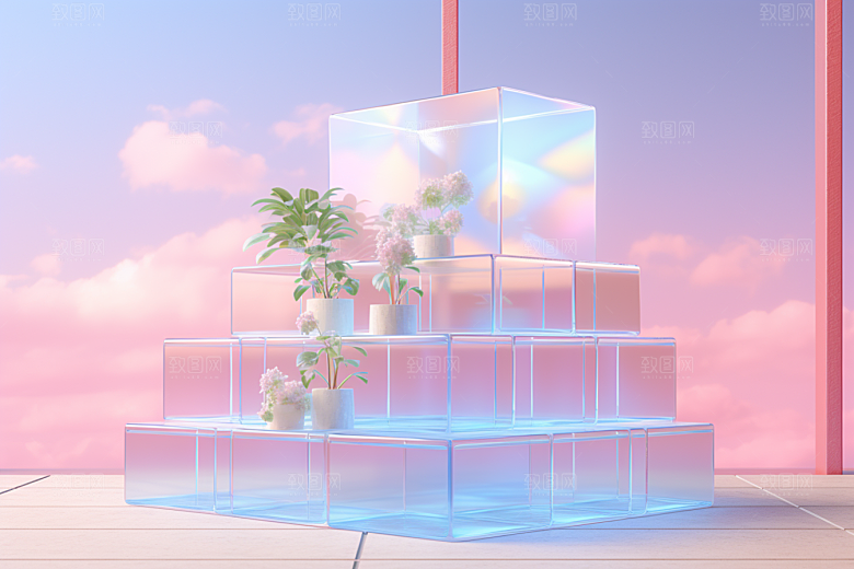 玻璃质感通透清新背景