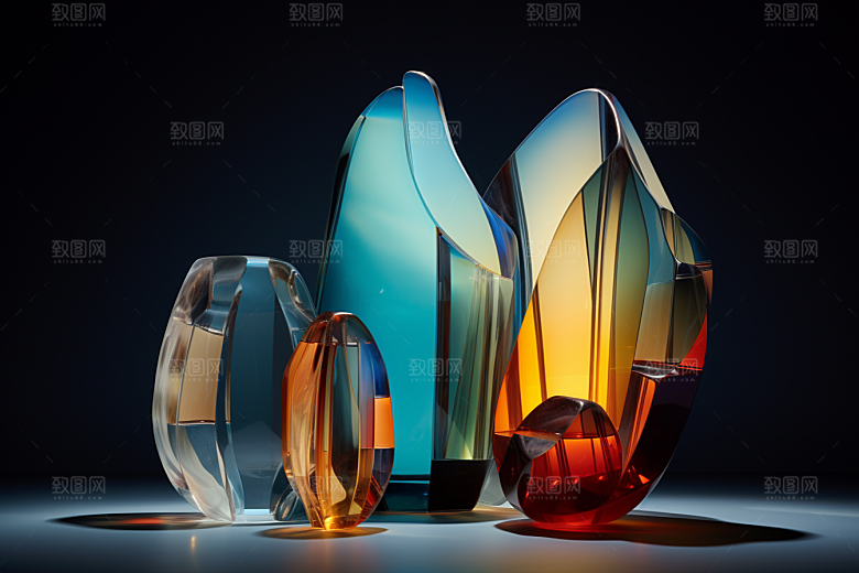 玻璃质感彩色光泽背景