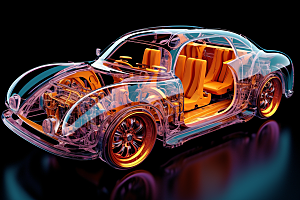 玻璃质感小汽车高清光感模型