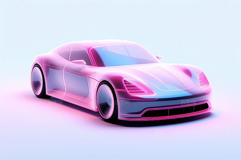玻璃质感小汽车3D透明模型