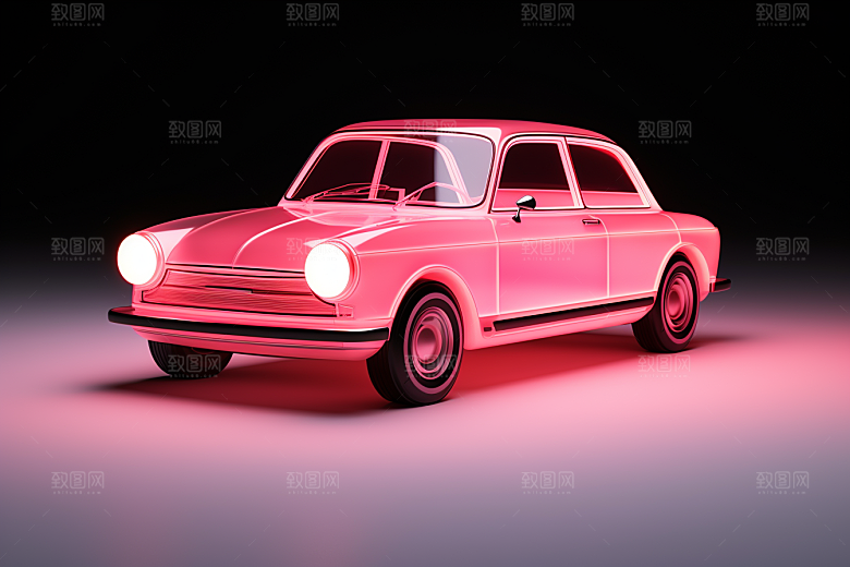 玻璃质感小汽车3D高清模型