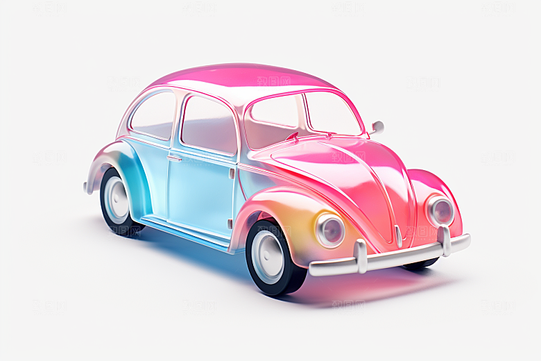 玻璃质感小汽车通透3D模型