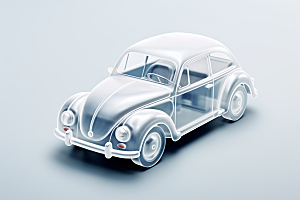 玻璃质感小汽车透明模型模型