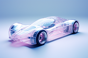 玻璃质感小汽车透明光感模型