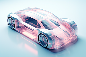 玻璃质感小汽车立体模型模型